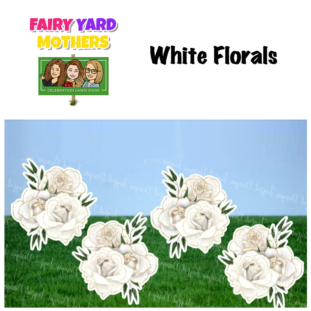 White Florals Yard Sign Theme