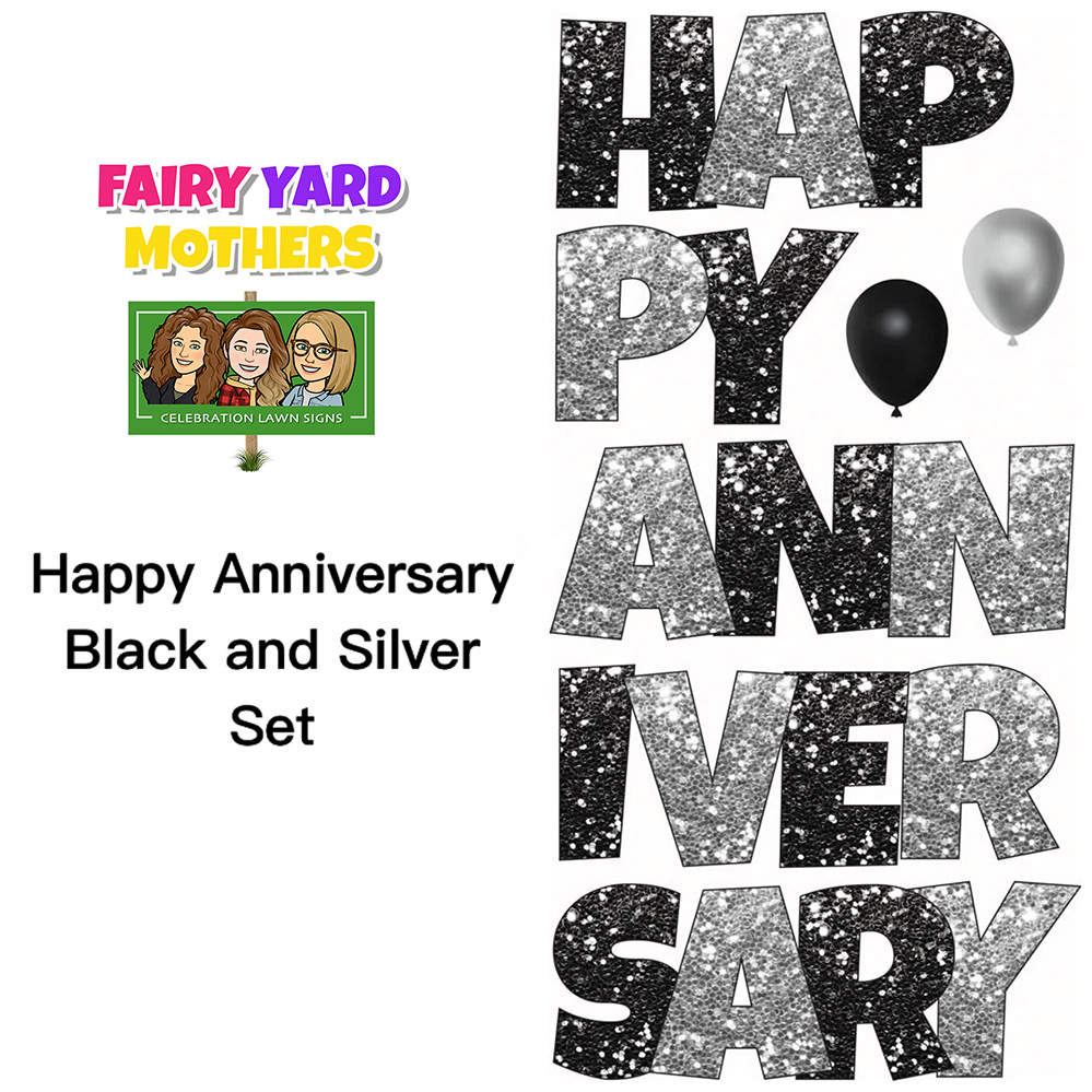Black & Silver Happy Anniversary Set